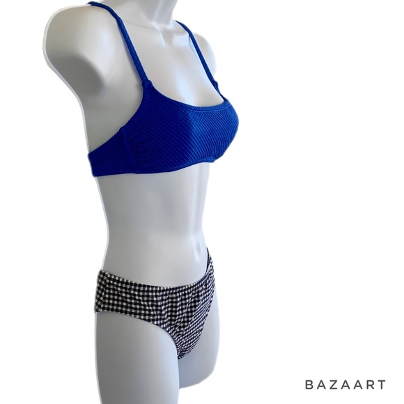 Xhilaration Textured Bralette Bikini Top & Kona Sol Gingham Bikini Bottoms - Picture 4 of 8